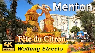Menton, France - Lemon Festival 2024 | Walking Tour | 4k UHD & 60 fps.