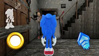 Playing as Sonic the Hedgehog in Granny's Old House | Car Escape Mod