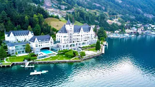 Vitznau, Lake Lucerne, Luzern, Switzerland - Full HD Relaxing, Panoramic Drone