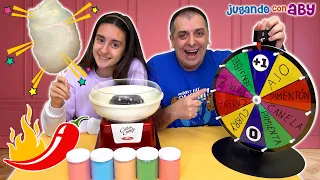 Reto de ALGODÓN DE AZÚCAR  muy rico con Ruleta de Sabores locos