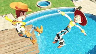 Jessie vs Woody from Toy Story in GTA 5 Water Fails | Ragdolls vol.15 (Euphoria Physics)