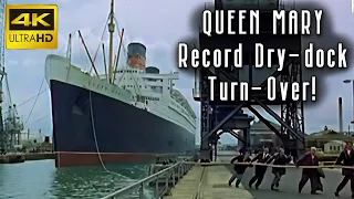 "QUEEN MARY Breaks [dry dock] Record" (1966) | 4k Up-scaled A.I.