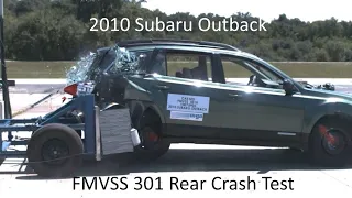 2010-2014 Subaru Outback FMVSS 301 Rear Crash Test (50 Mph)