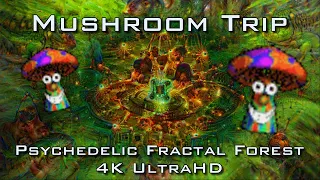 Mushroom Trip - Psychedelic Fractal Forest Visuals 4 DMT LSD Psilocybin - 4K UltraHD DeepDream