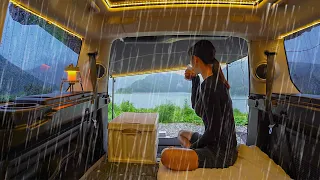 [205] Camping alone in a car filled with the sound of rain. Vlog | Relaxing | ASMR | Soothing