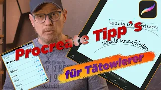 Procreate für Tätowierer / Tipps & Tricks / Schriften biegen, kostenlose Schriften.....