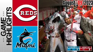 Cincinnati Reds vs Miami Marlins FULL HIGHLIGHTS [TODAY] |  August 09, 2023 | MLB 2023