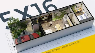 🏡 You will be surprised by the interior design of this small and modern house of 5x16 meters.