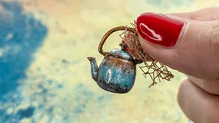 DIY miniature ceramic kettle / teapot | Polymer clay tutorial | Mini kithen | Dollhouse miniatures