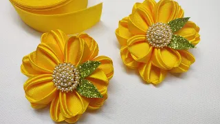 DIY / HOW TO MAKE SATIN RIBBON KANZASHI FLOWER