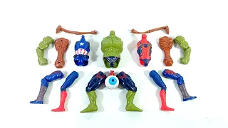 assemble siren head vs captain america vs spiderman vs hulk smash.. avengers superhero toys...