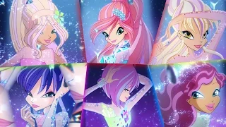 Winx Club - All Transformations up to Tynix in Split Screen! HD!