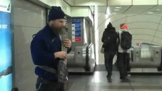 Amazing busker on the Tube with a Chapman stick