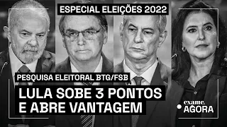 Lula sobe 3 pontos e Ciro e Tebet caem 2, diz BTG/FSB