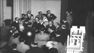 John Foster Dulles accompanied by Harold Edward Stassen as they meet Muhammad Nag...HD Stock Footage