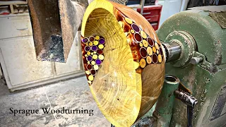 Woodturning -  The Stain Glass Bowl, 55K Subscriber Giveaway Bowl