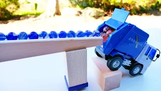 Satisfying Marble Run Race ASMR ● HABA Wave and Ticking Course 〇 Garbage Truck and Dump Truck