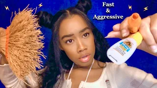 [ASMR] Fast & Aggressive Make-up Application Using the Wrong Products(fast ASMR)