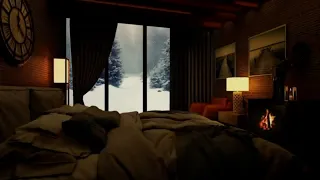 Blizzard relaxant pour dormir | Bruits de tempête de neige et crépitement de la cheminée