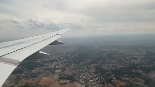 KLM Embrear 195 E2 Approach and landing at Valencia airport (passenger view)