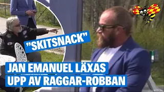 Här avbryts Jan Emanuel av raggaren Robban