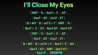 【185BPM】I'll Close My Eyes backing track Key=F  Billy Reid  #アドリブ #guitar #bass