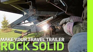 RV STABILIZER JACK HACK - END THE ROCKING.  HOW WE DO IT!