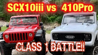 Scx10iii vs Vanquish 410 Pro CLASS 1 BATTLE!