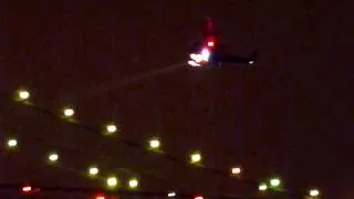 New York Police Department Helicopter Searches East River at Pier 17 South Street Seaport