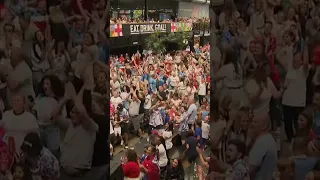 England fans celebrate as Lionesses score against Australia