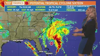 Thursday noon tropical update: Potential Tropical Cyclone 16 has developed