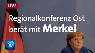 Ostdeutsche Regierungschef:innen im Gespräch mit Kanzlerin Merkel