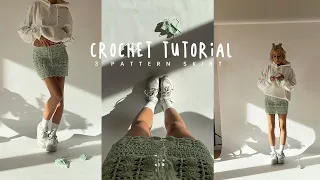 Crochet Skirt Tutorial & 3 Patterns ( floral /leaf, half double crochet & basic mesh pattern)