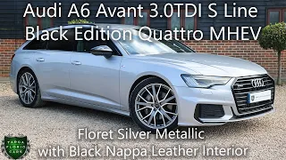 Audi A6 Avant 3.0TDI S Line Black Edition Quattro MHEV registered October 2019 (69) in Floret Silver