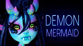 Doll Repaint! ○ Demon Mermaid OOAK Doll ○ Custom Monster High Repaint ○ Sculpture