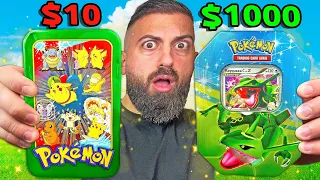 $10 Vs $1,000 Pokemon Cards Tin (Unbelievable Results!)