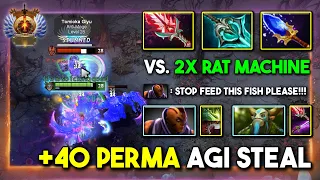 WTF 40 PERMA AGILITY STEAL Slark Disperser + Bloodthorn Build Vs. 2x RAT Machine 7.35d DotA 2