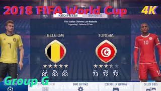 FIFA 18 Gameplay [PS5 4K] 2018 FIFA WORLD CUP-Belgium vs Tunisia [EA SPORTS]