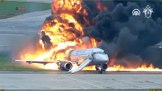 Появилось новое видео авиакатастрофы SSJ-100 в московском аэропорту Шереметьево