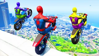 GTA 5 Rainbow Spiderman Motorcycle Ragdoll Jumps Episode 3