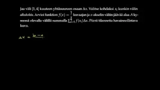 Määrätyn integraalin määritelmä (1/x suorakulmioiden summa)