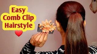 Comb Clip Bun Hairstyles | How to use Comb Clip | Bun Hairstyle for Long Hair | Fancy Clip Hairstyle
