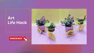 Home Decoration Ideas | Make Decorative Cycle | Easy Cycle Craft | Make Easy Flower Vase Decoration