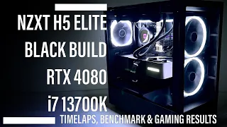 RTX 4080 Build NZXT H5 ELITE Black Edition i7 13700K - Timelaps, Benchmark and Gaming Results