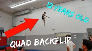 QUAD BACKFLIP AT TRAMPOLINE PARK!