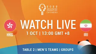 LIVE! | T2 | HKG vs IRI | MT Groups | 2022 World Team Championships Finals Chengdu