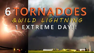 Six TORNADOES and Extreme Lightning in Texas FULL CHASE Footage!
