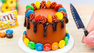 🍫 Chocolate Drip Cake | Satisfying Chocolate Cake With M&M Candy Decoration | Tiny Cakes Recipe