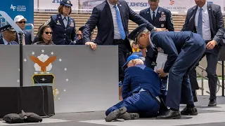 President Biden falls during US Air Force commencement