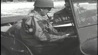 Commander-General of Merrill's Marauders Frank Merrill talks to a soldier aboard ...HD Stock Footage